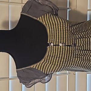 Free People Whimsigoth Grey & Yellow Top sz XS